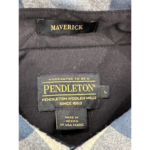 PENDLETON 'Maverick' Merino 100% Wool Plaid Shirt Button Pockets-Men's Size L - Picture 9 of 9